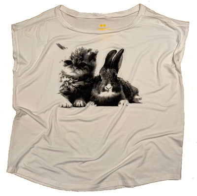 SALE $25 -kitten & bunny -white $58