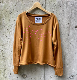 Pink birds - bamboo sweatshirt- 50% off, now